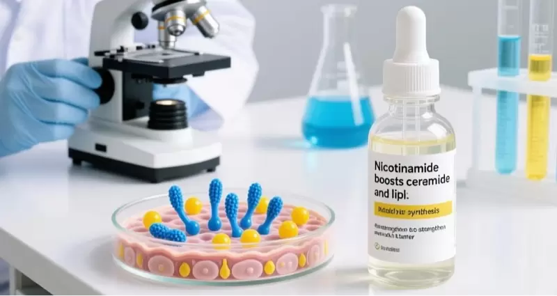 Nicotinamide boosts ceramide and lipid synthesis to strengthen skin barrier